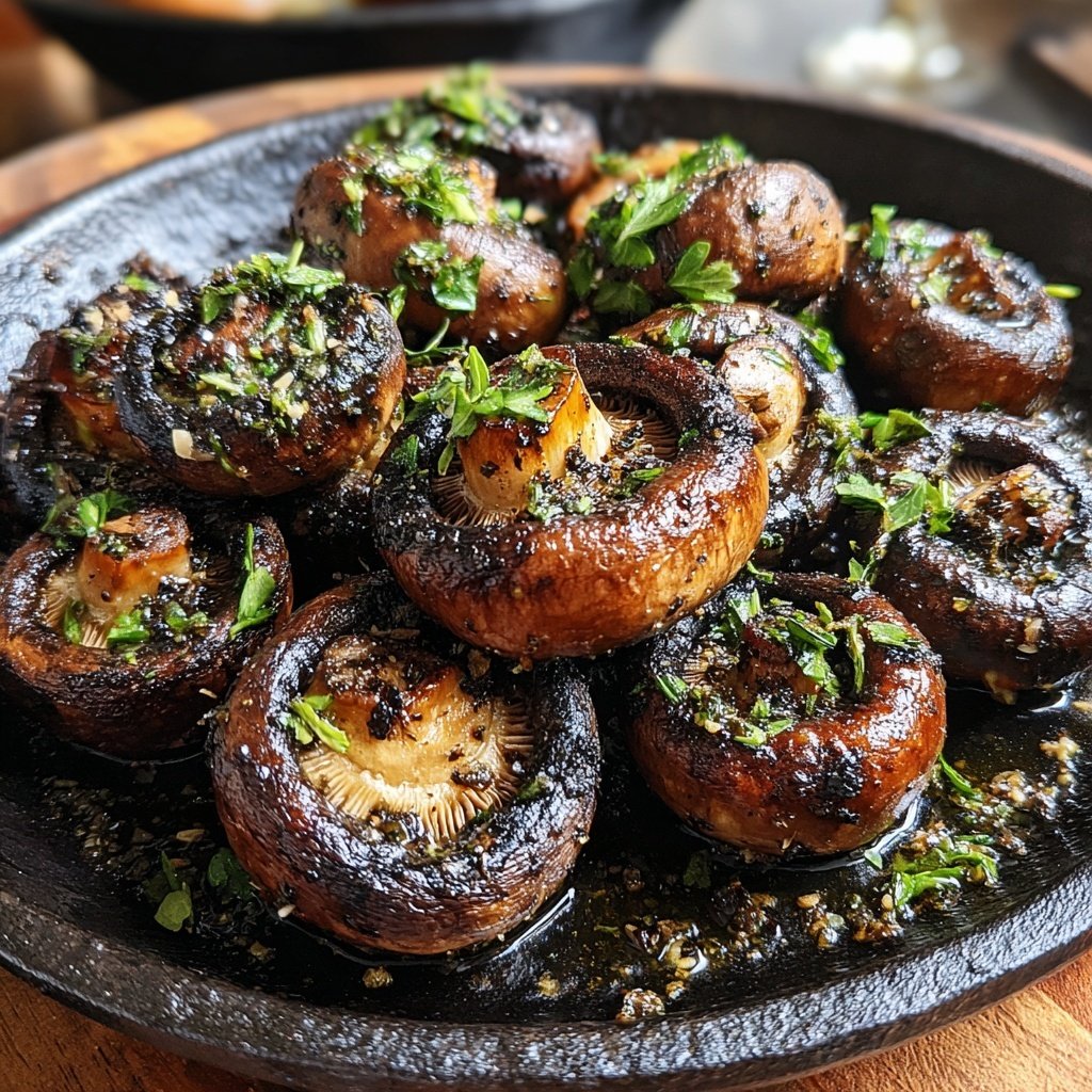 Gegrillte Pilze Kräuter Art