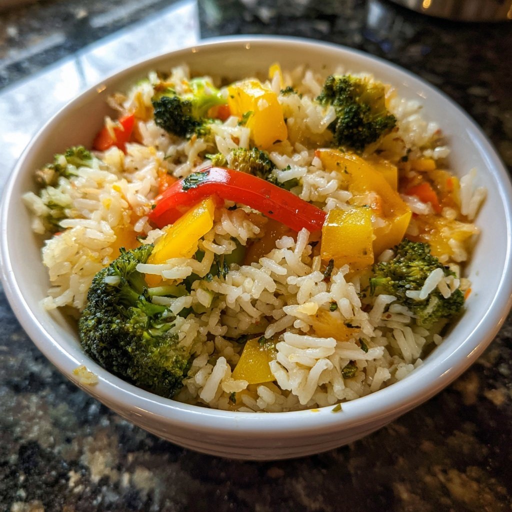 Abendessen mit Reis und Gemüse