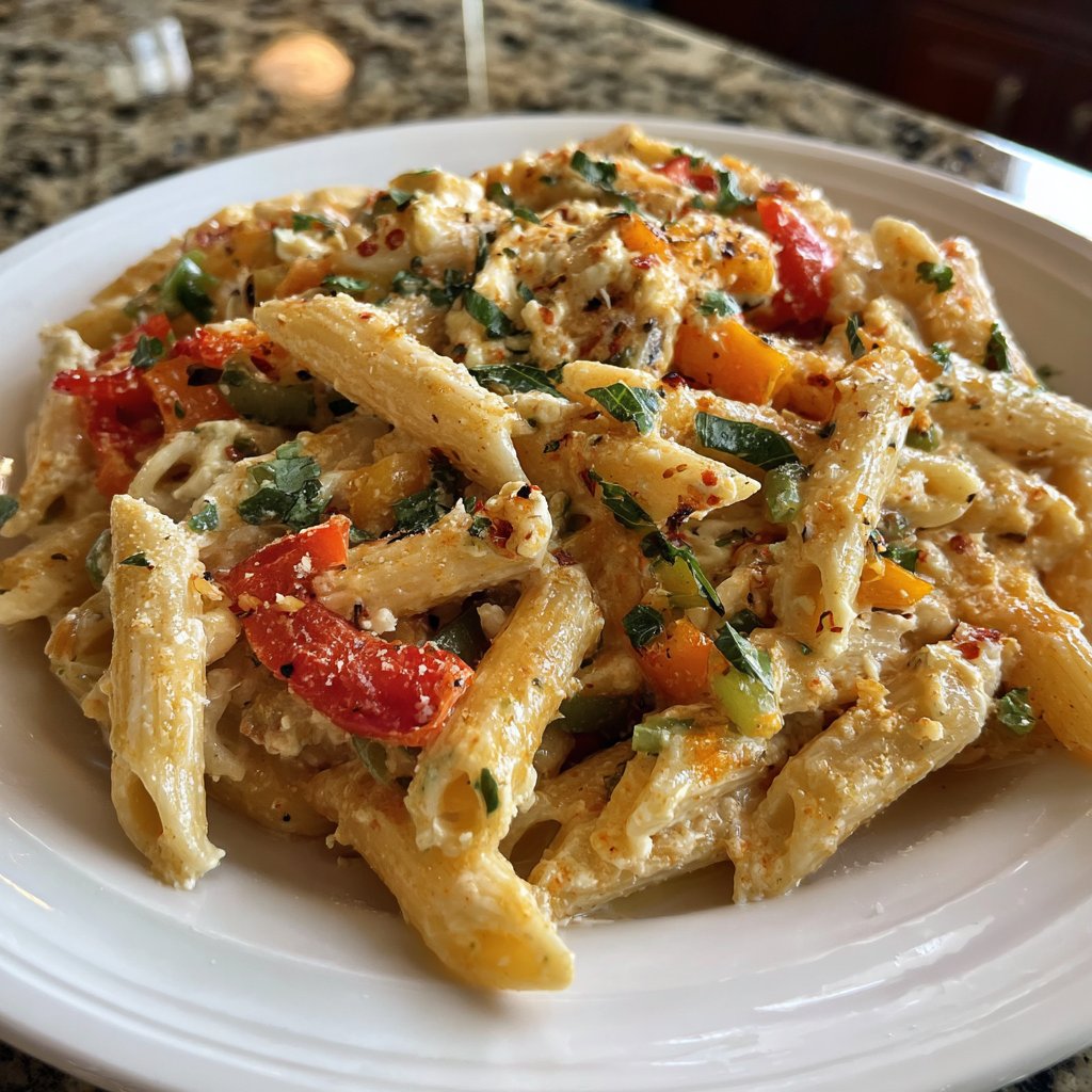 Penne mit Paprika und Feta