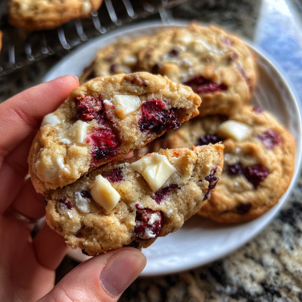 Cookies mit weißer Schokolade und Beeren
