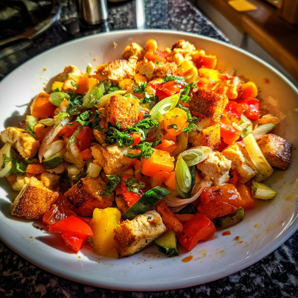 Kalorienarme Gemüsepfanne Mit Hähnchen